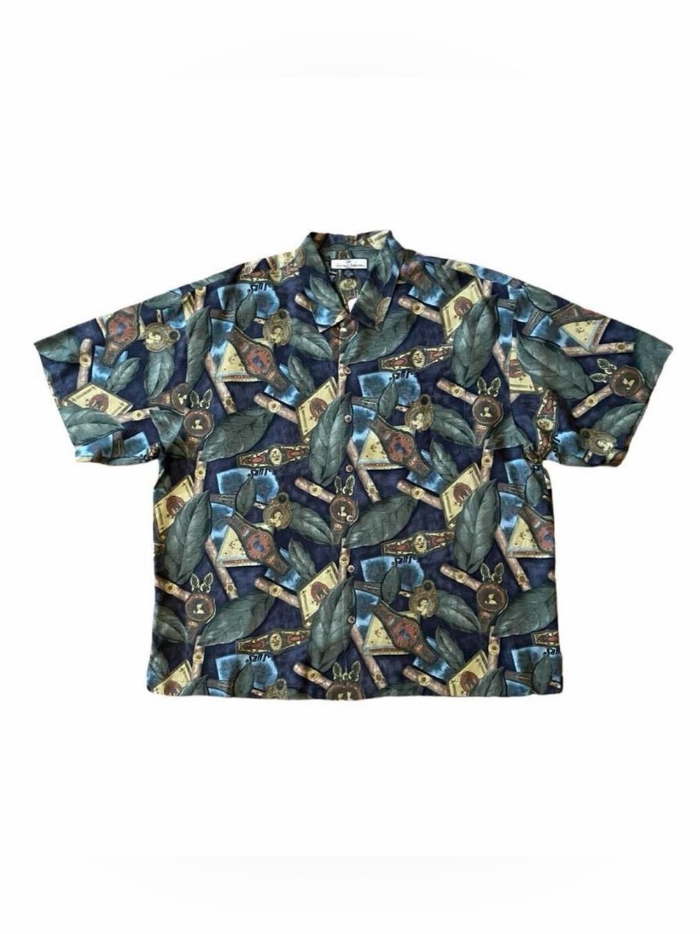 Tommy Bahama Silk Cigar Print Shirt XXL